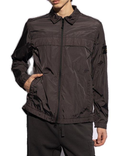 Stone Island Brown Jacket With Logo, for men