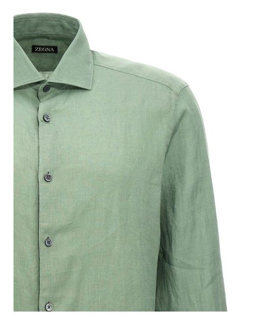 Zegna Green Linen Shirt for men