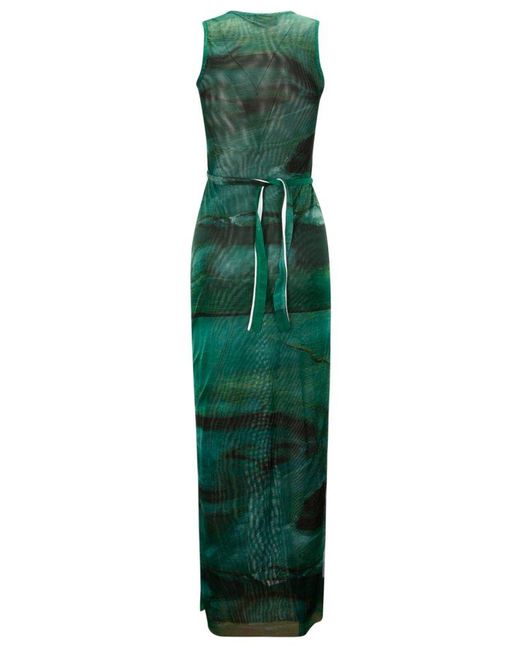 OTTOLINGER Green Sleeveless Midi Mesh Dress