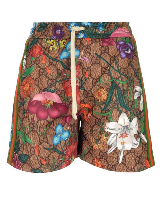 Gucci Synthetic GG Flora Print Shorts - Lyst