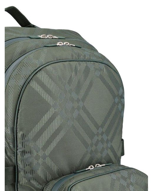 Burberry Green Checked Jacquard Zipped Backpack for men