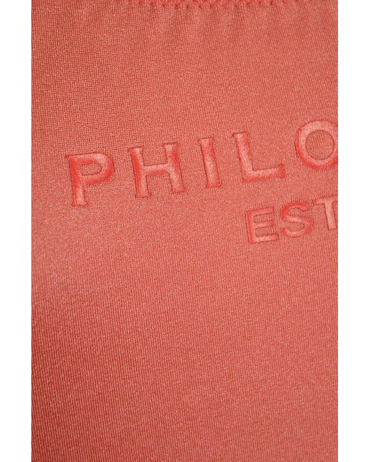 Philosophy Di Lorenzo Serafini Red Logo-printed Scoop Neck Swimsuit