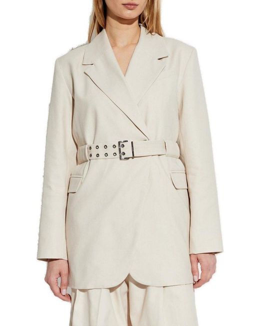 Ganni White Blazer With Belt