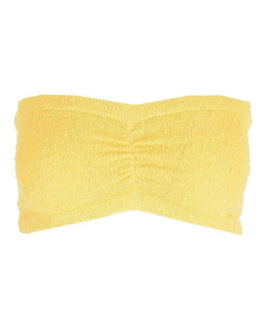 Casablancabrand Yellow Strapless Knitted Cropped Top