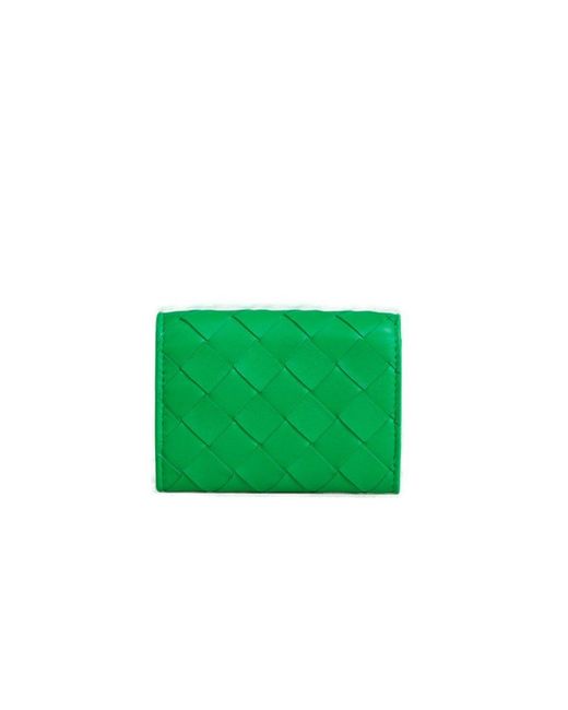 Bottega Veneta Green Intrecciato Envelope Card Case