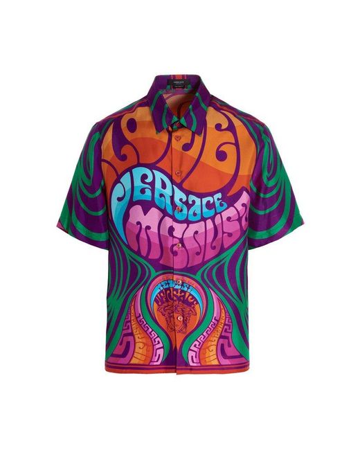 Versace Multicolor Medusa Music Printed Shirt for men