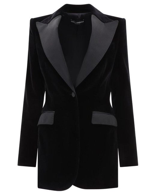 Dolce & Gabbana Black Velvet Single-Breasted Turlington Tuxedo Jacket