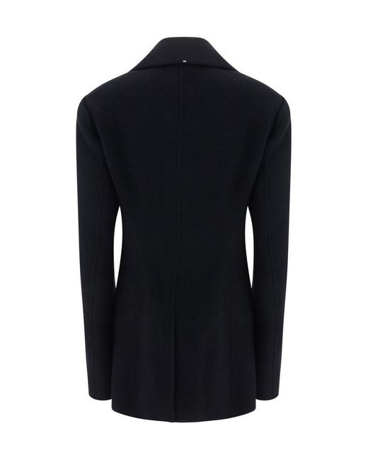 Sportmax Black Double-breasted Long-sleeved Coat