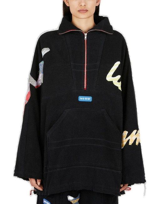 Rave Review Black Callie Half-Zip Drawstring Hem Sweatshirt