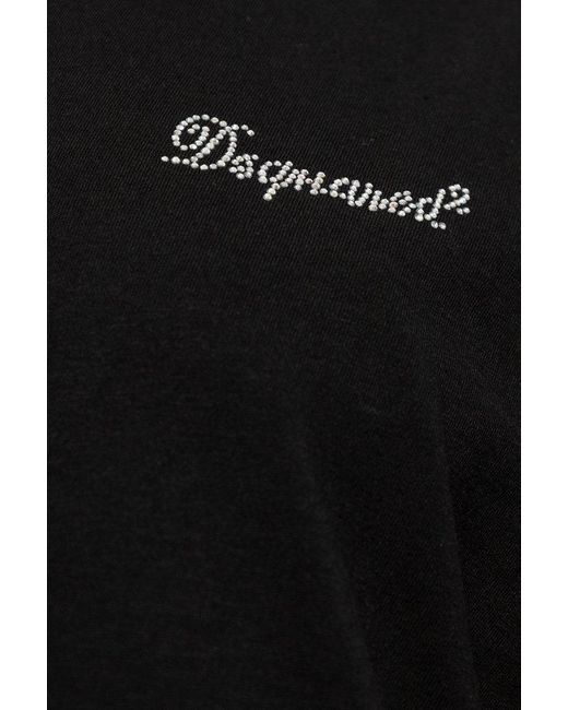 DSquared² Black Logo-embellished Crewneck T-shirt
