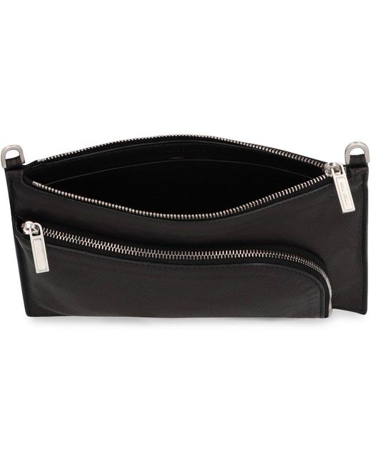 Rick Owens Black Logo Debossed Zipped Clutch Bag