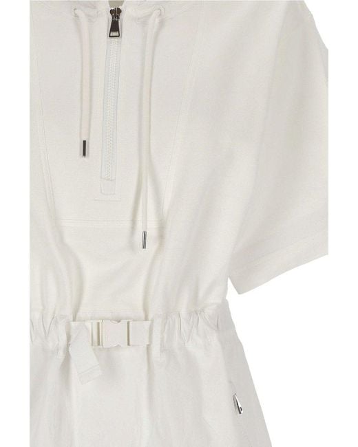 Moncler White Drawstring Short-sleeved Dress