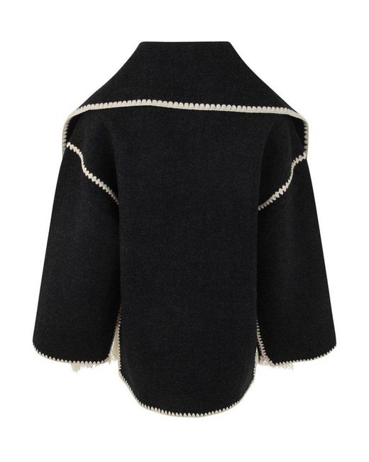 Totême  Black Embroidered Scarf-Detailed Jacket