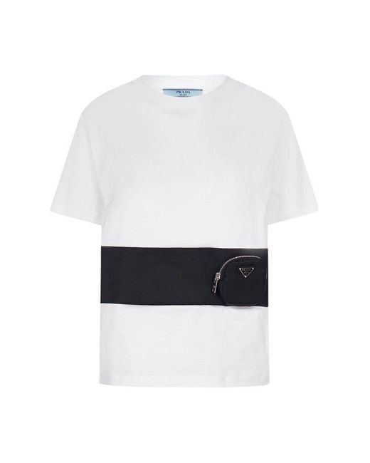Prada White Panelled Pouch T-shirt