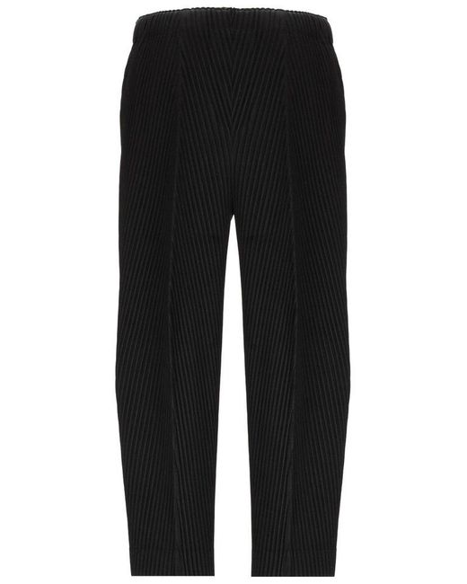 Homme Plissé Issey Miyake Black Pleated Cropped Trousers for men