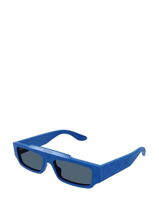 Gucci Blue Rectangle-frame Sunglasses for men