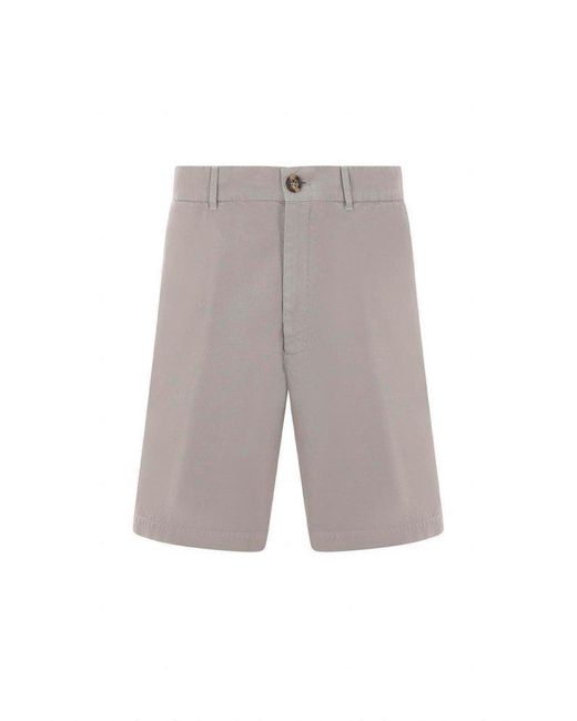 Brunello Cucinelli Gray Garment-Dyed Gabardine Bermuda Shorts for men