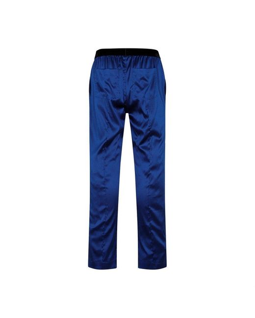 Tom Ford Blue Logo Waist Satin Pajama Trousers for men