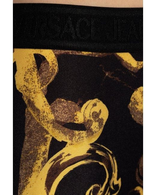 Versace Black Leggings With Logo,