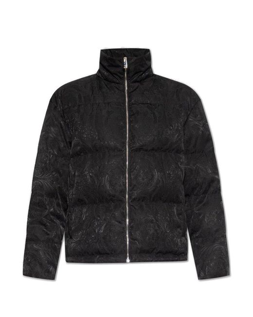 Versace Baroqueprinted Zipped Puffer Jacket in Black for Men Lyst