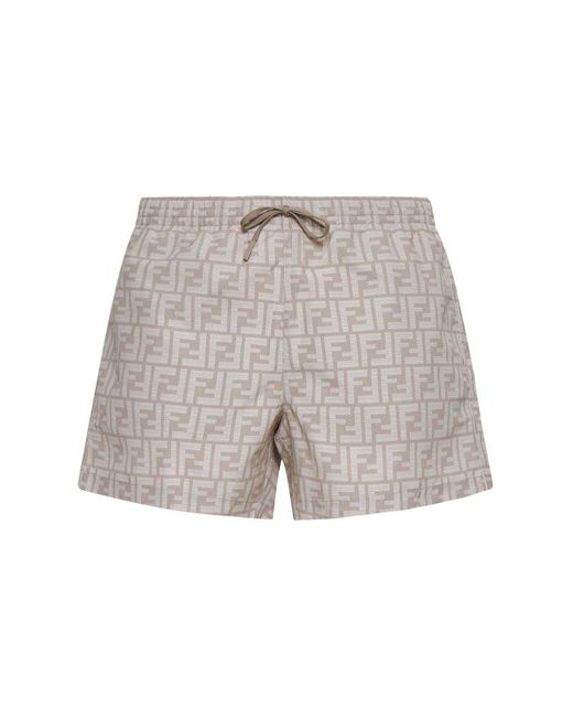 水着 Fendi FXB077 APXH FF-PRINT DRAWSTRING Swim shorts FENDI Ff Drawstring Swim Shorts - POIZON