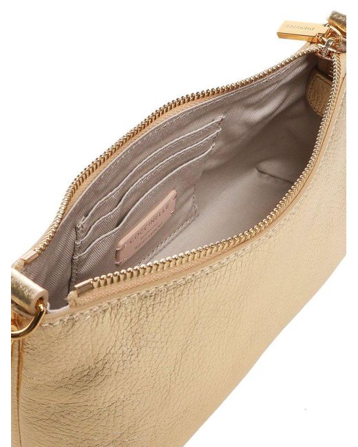 Coccinelle Natural Aura Logo Printed Chain-Linked Shoulder Bag