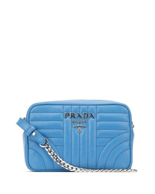 Prada Blue Quilted Chain-linked Shoulder Bag