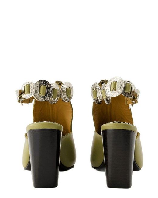 Toga Green Embellished Slingback Boots