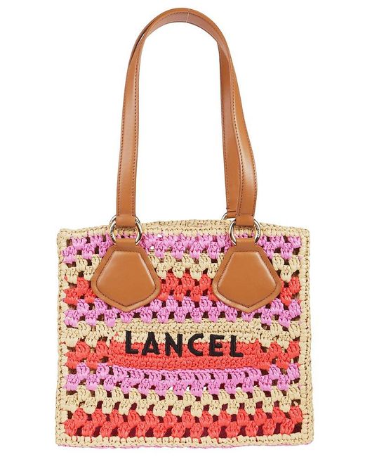 Lancel Logo Embroidered Interwovened Tote Bag
