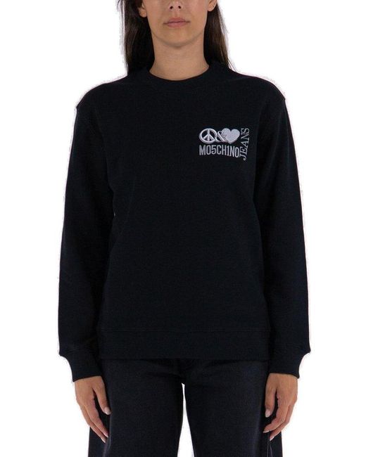 Moschino Black Logo Printed Crewneck Sweatshirt