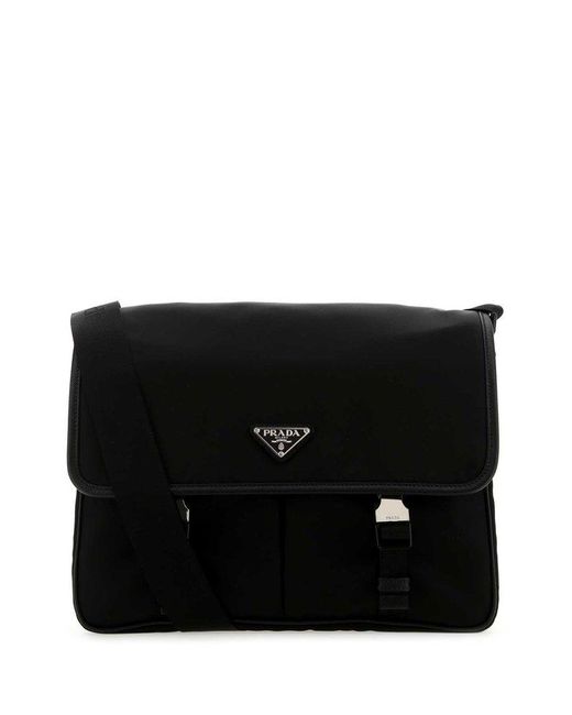 Prada Re-nylon Foldover Top Messenger Bag in Black for Men | Lyst