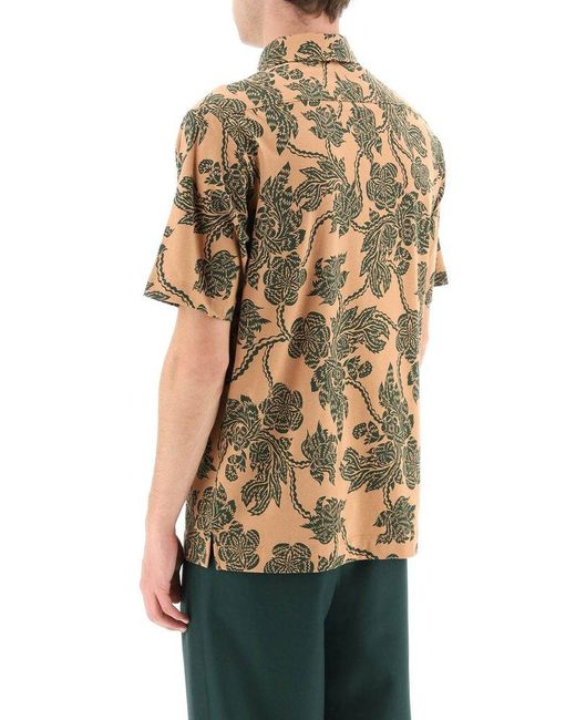 Dries Van Noten Natural All-Over Flower Print Polo Shirt for men