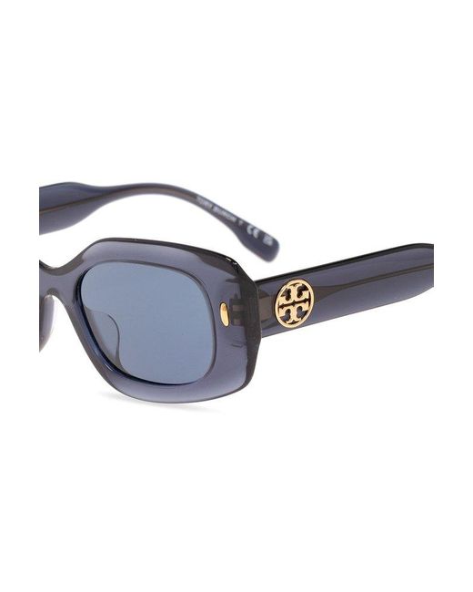 Tory Burch Blue Miller Pushed Rectangle Sunglasses