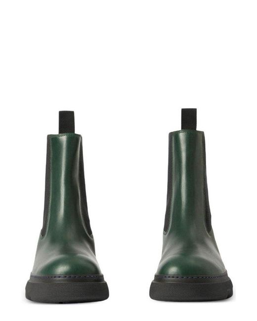 Burberry Green Leather Creeper Chelsea Boots for men