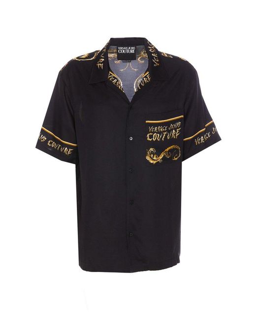 Versace Jeans Couture Black Watercolour Couture Satin Shirt for men