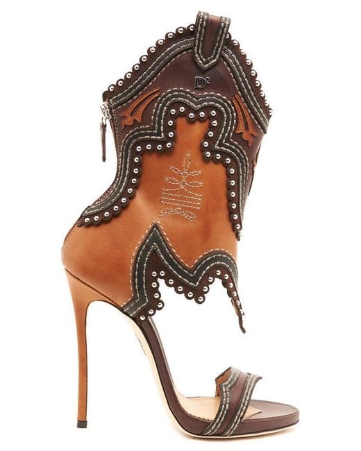 DSquared² Brown 120mm Rodeo Girl Leather Sandals