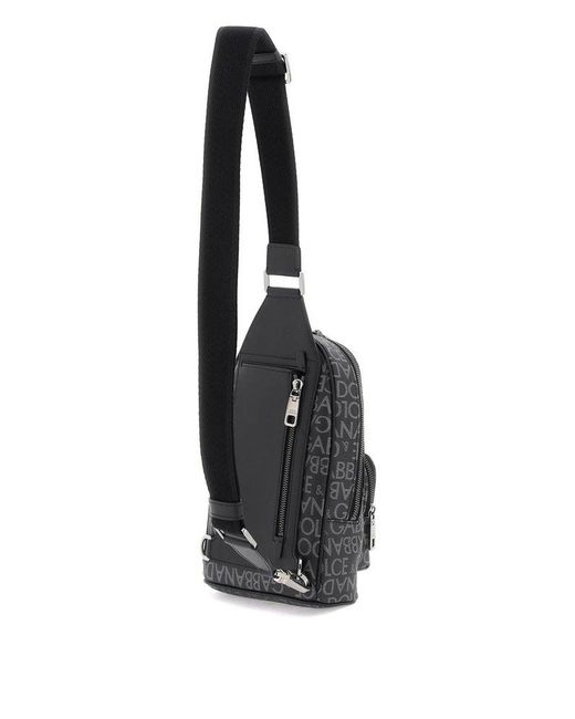 Dolce & Gabbana Black Crossbody Beltpack With All-over Logo for men