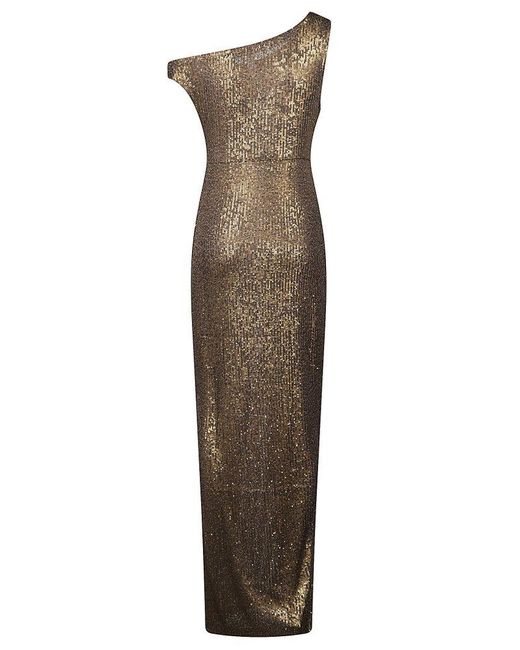 Norma Kamali Brown One-Shoulder Sequin Dress