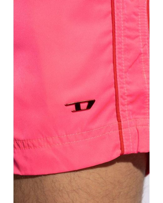 DIESEL Pink Bmbx-ken Logo Plaque Drawstring Swim Shorts for men