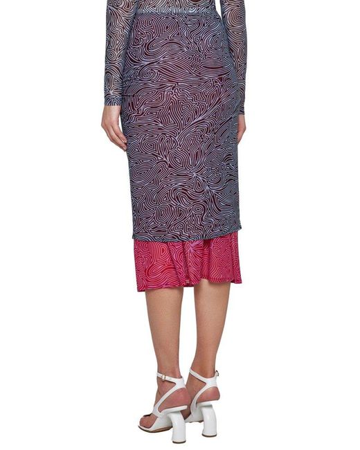 Dries Van Noten Purple Pattern-printed Layered Skirt