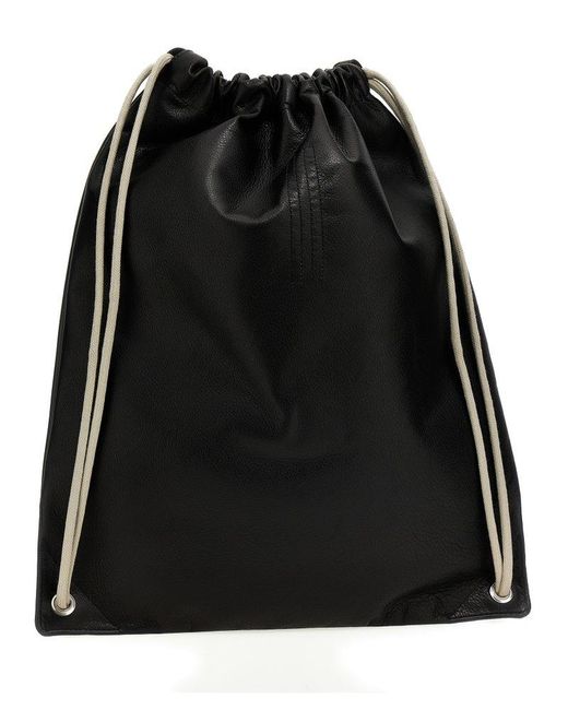 Rick Owens Black Leather Backpack for men