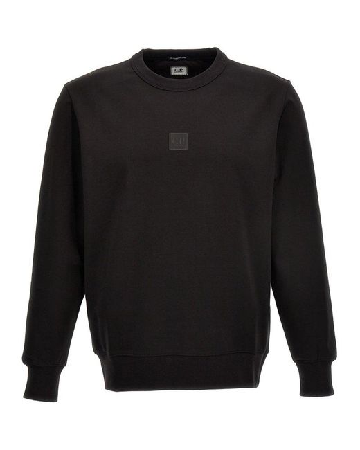C P Company Black Logo-patch Crewneck Sweatshirt for men