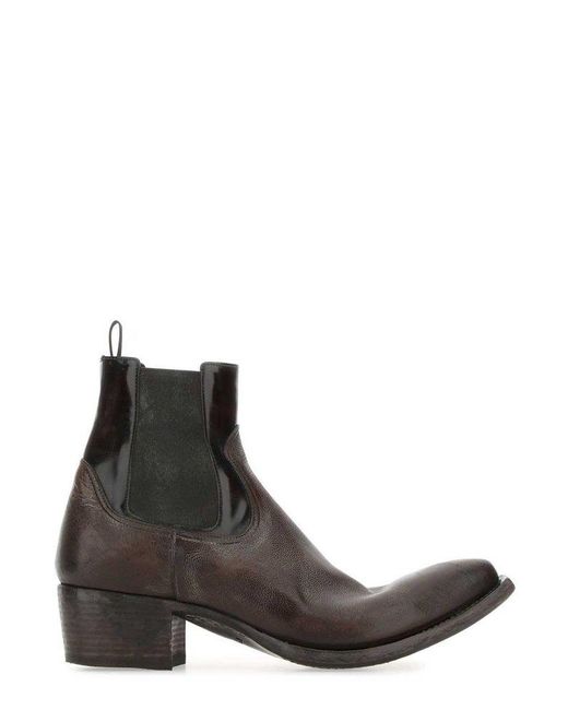 Prada Brown Turn-up Toe Panelled Ankle Boots for men