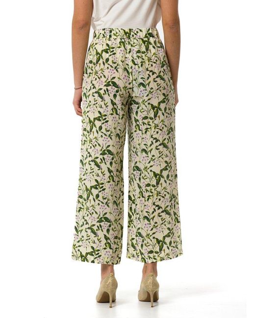 Weekend by Maxmara Green All-over Patterned Wide Leg Pants