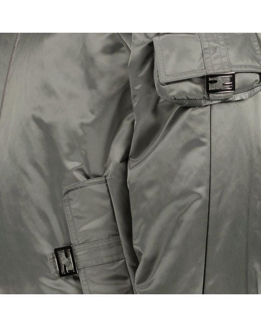 Fendi Gray Zipped Bomber Jacket for men