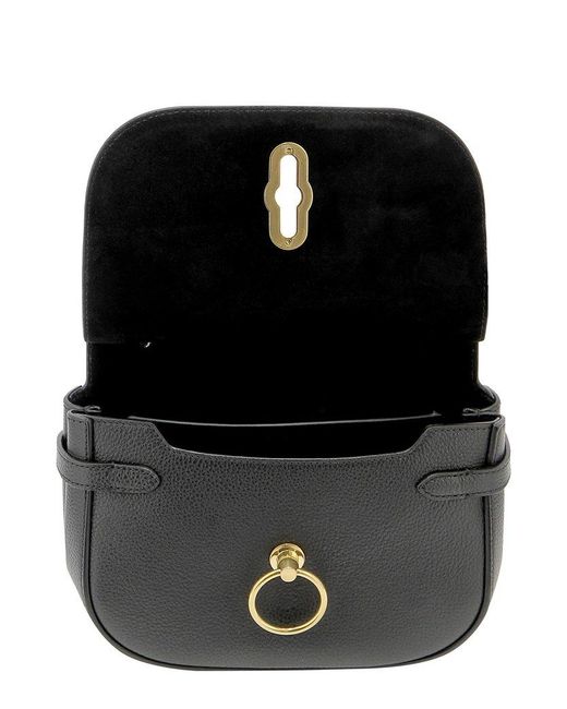 Mulberry Black Amberley Logo Detailed Small Shoulder Bag