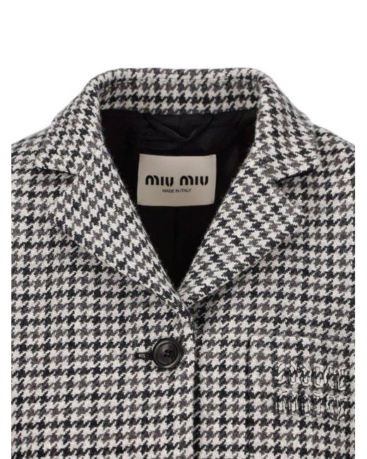 Miu Miu Gray Checked Button-up Jacket