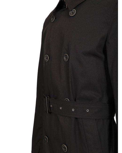Herno Black Double-Breasted Trench Coat for men
