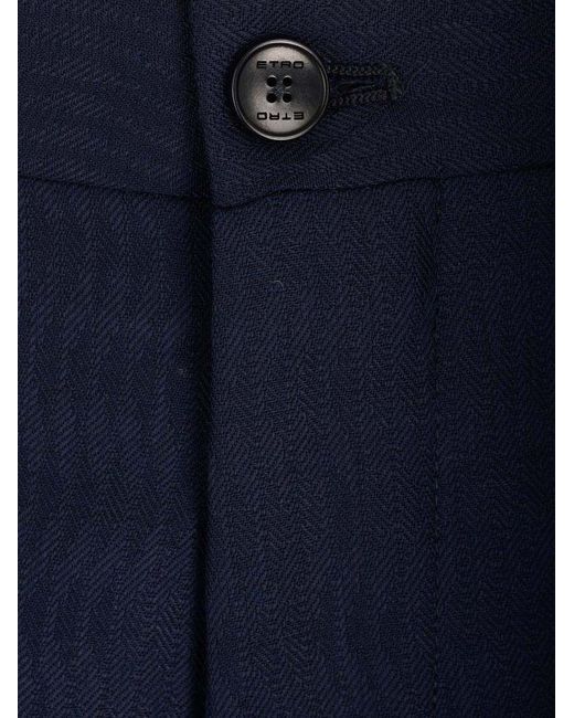 Etro Blue Slim Fit Trousers for men
