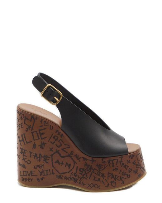 Chloé Brown Maxime Wedge Sandals